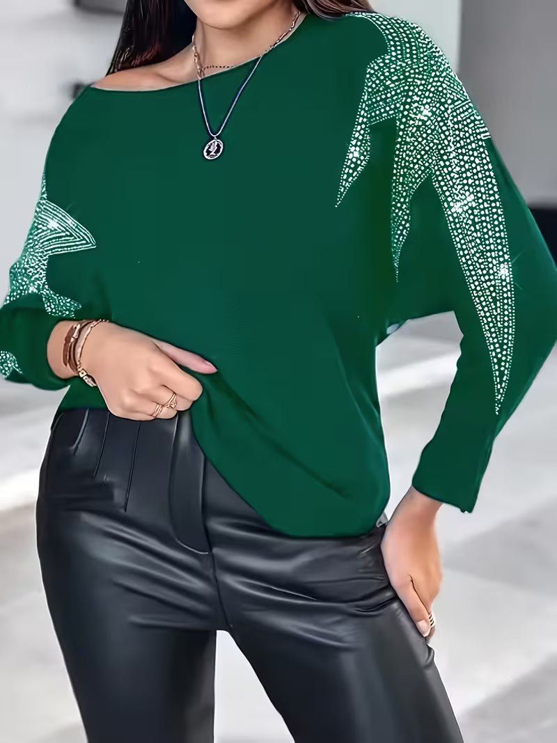 Doralissea - Elegante Maglione a Maniche Lunghe con Stampa Stellare
