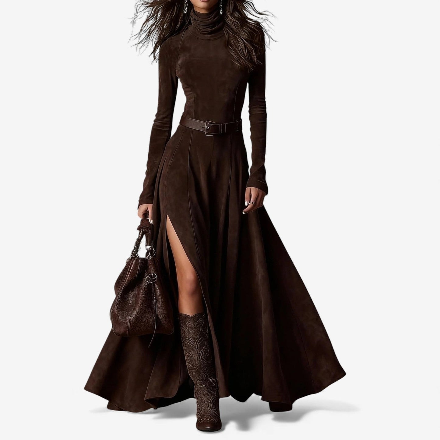 AURORA – ELEGANTE MAXI ABITO CON COLLO ALTO
