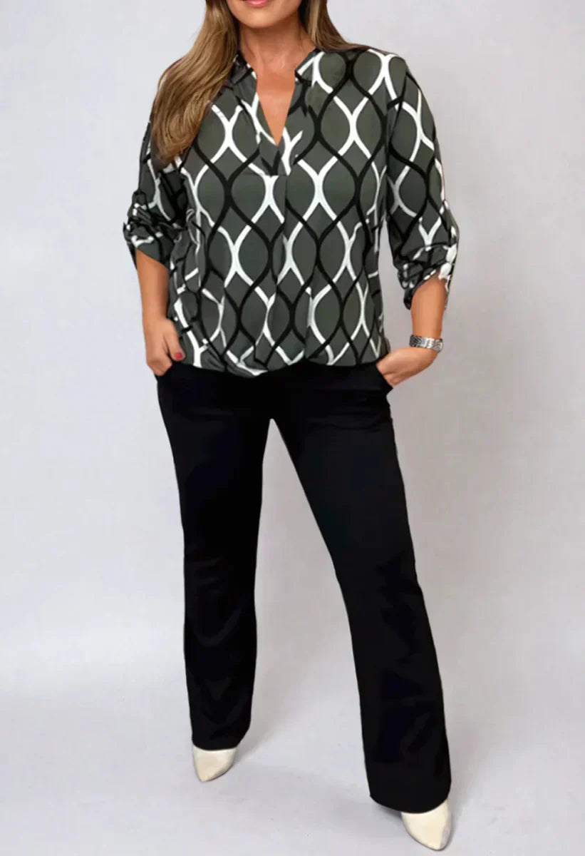 SAVANNAH – BLOUSE ELEGANTE CON STAMPA A ONDE
