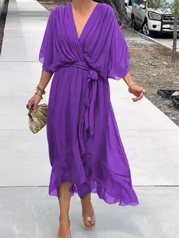 Milou™ | Abito midi in chiffon con look avvolgente