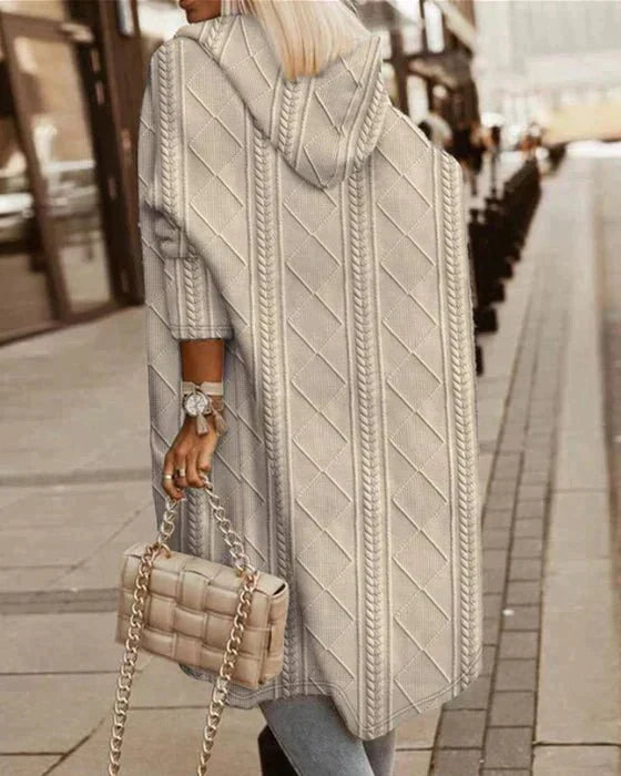 BELLE – CARDIGAN LUNGO IN MAGLIA LUSSUOSO CON CAPPUCCIO