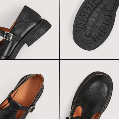 CAMILLE – SCARPE VINTAGE T-STRAP IN PELLE
