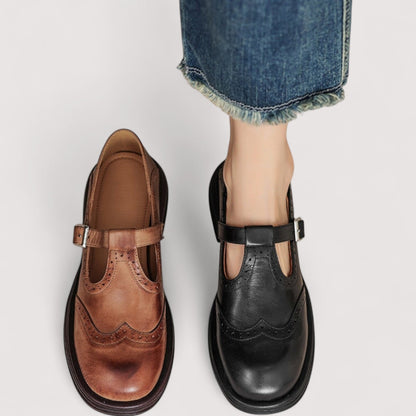 CAMILLE – SCARPE VINTAGE T-STRAP IN PELLE