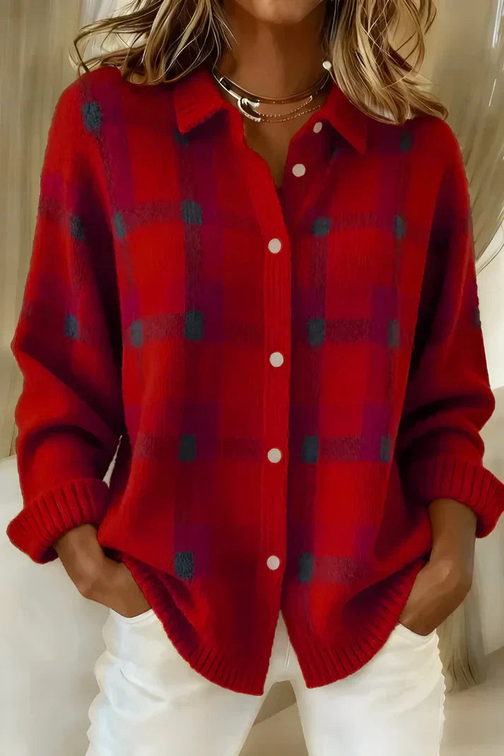 LILLIAN – CAMICIA IN MAGLIA A RIGHE MORBIDE CON BOTTONI