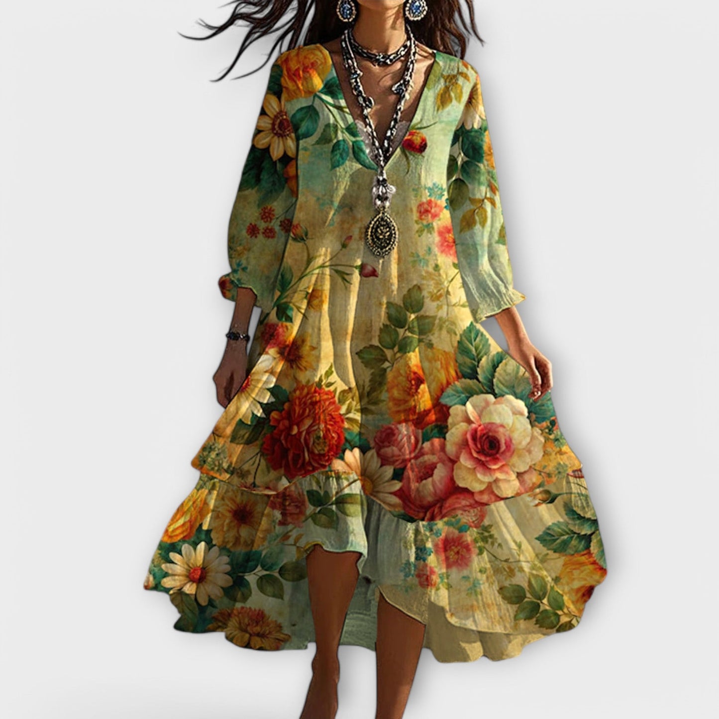 Elize™ | Abito Vintage Boho con Scollatura a V