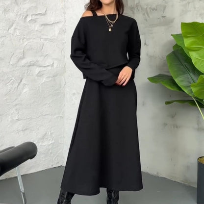 Kalissavine - Set Due Pezzi in Maglia per Donne – Vestito Midi & Elegante Top Corto
