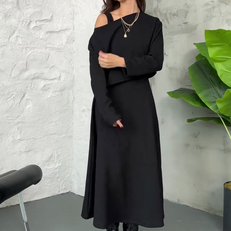 Kalissavine - Set Due Pezzi in Maglia per Donne – Vestito Midi & Elegante Top Corto